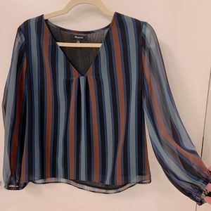 Madewell Sheer Blouse, Striped, Small